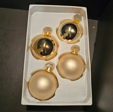 4 Celebrate It Christmas Shiny  Satin Gold 2.6" Ornaments Glass Balls