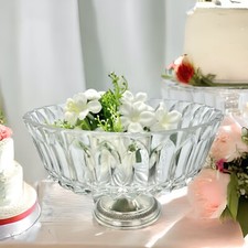 Antica Alzata centrotavola in argento silver plate vetro molato alzatina Vintage