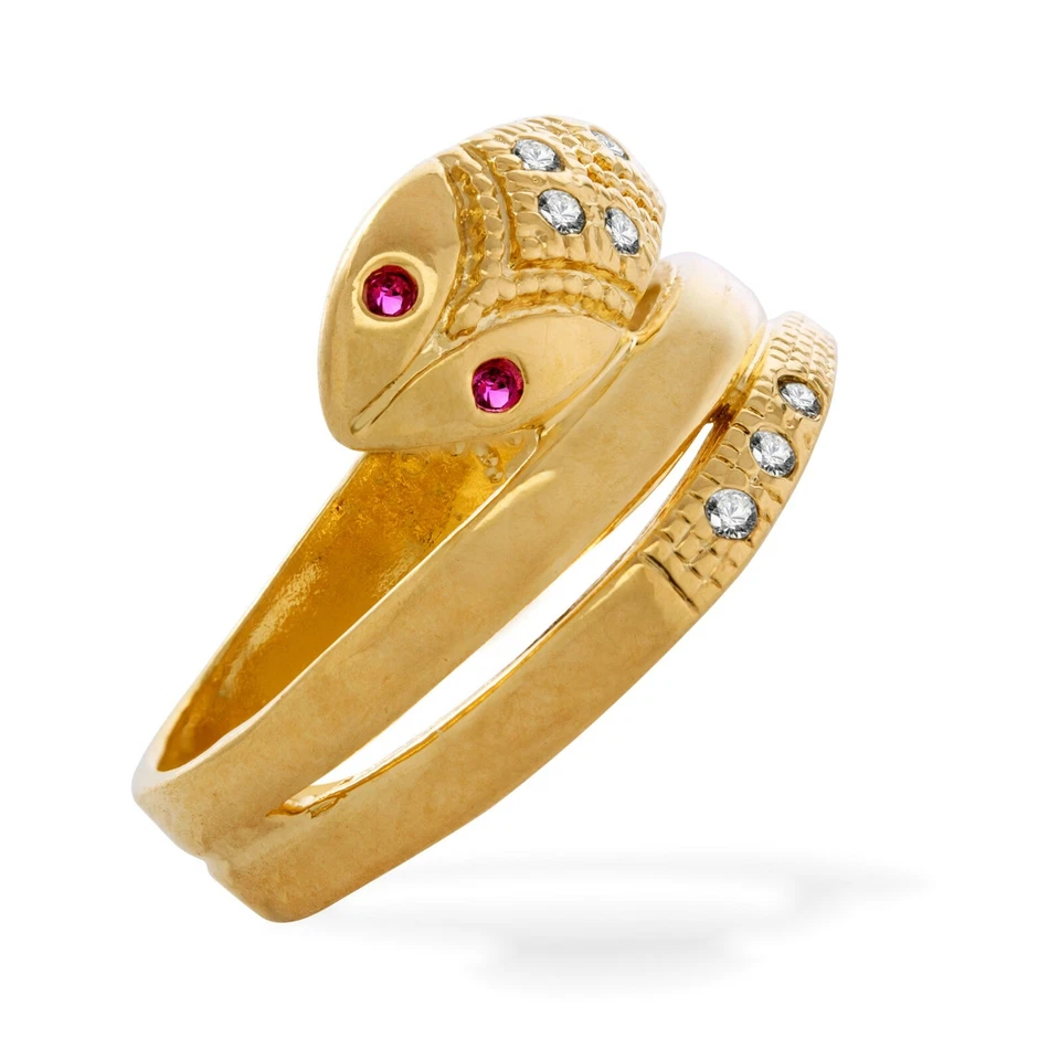 14k Yellow Gold Snake Ring for Women with Cubic Zirconia, Cocktail Fashion Band - Image 3 of 4
