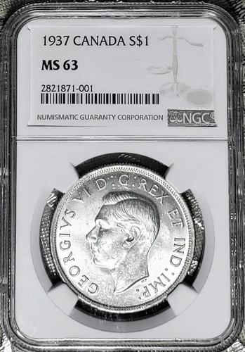 Canada 1937 Silver Dollar NGC MS63
