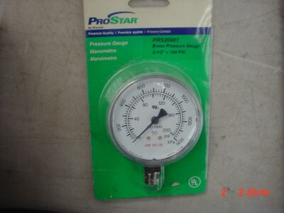 Prostar PRS20007  Pressure Gauge 0 to 100psi - 2-1/2'' Dia - 1/4 NPT - NIP