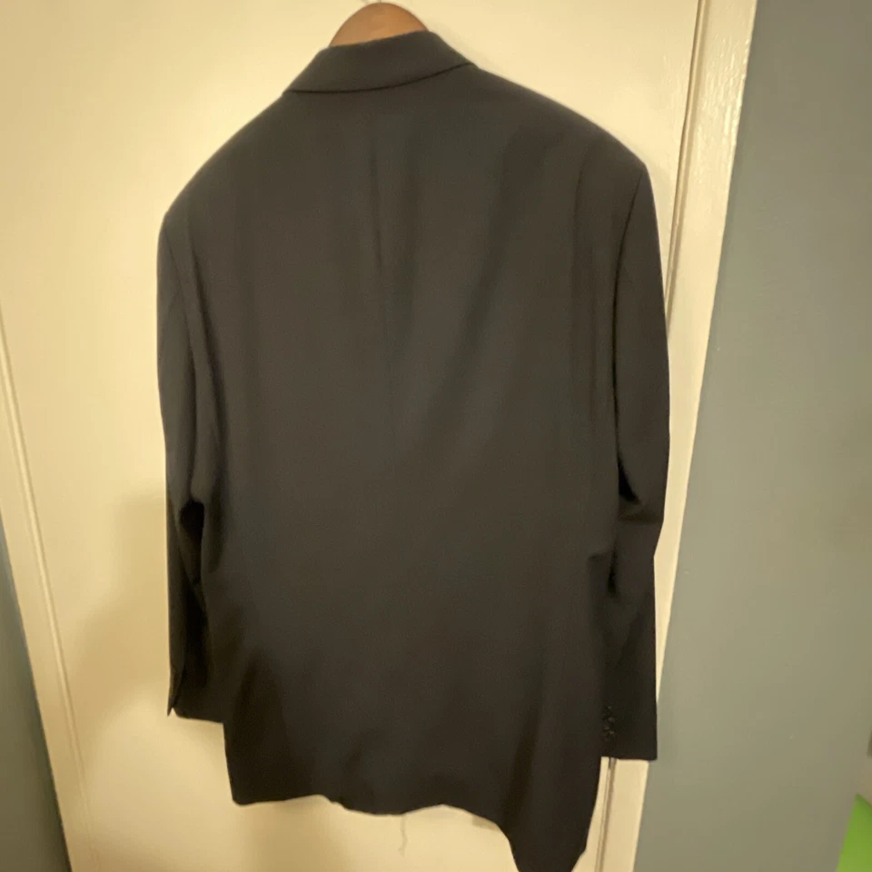 Hugo Boss Mens 42L 2 Piece Suit Black Pants Blazer 100% Virgin Wool Pre Owned - Image 3 of 4