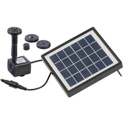 Teich- und Springbrunnen-Pumpe mit 1,5-Watt-Solarpanel, 7 Brunnendüsen