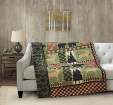 Quilted Throw Blanket 50"x60" 49 MSRP Autumn Forest Green - Lightweight