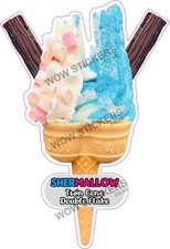 Eiswagen Aufkleber Twin Shermallow Kegel Double Flake Sherb Marshmallow Decals