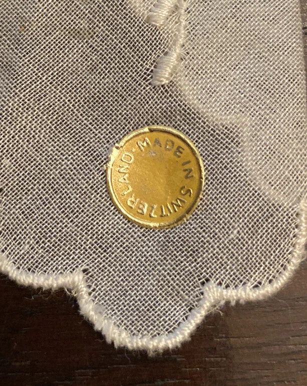 Pañuelo de lino vintage hecho en Suiza 13" cuadrado nunca usado Foto 2 de 4