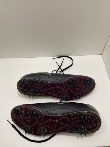 Zapatos de golf Adidas para mujer 10 cordones de cuero negros plateados magenta - Imagen 8 de 8