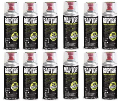 12 x UPOL Raptor BLACK LKW Betteinlage 2K Aerosol 400ml Schutzbeschichtung Boote