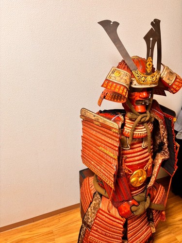 Armor yoroi kabuto japan samurai katana Authentic japanese red made of iron - Picture 8 of 20