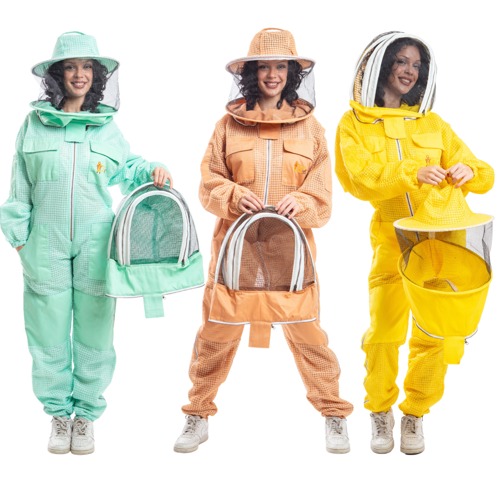 Three Layer Beekeeping Ventilated Suit with Round + Fencing Veil in Seven Color