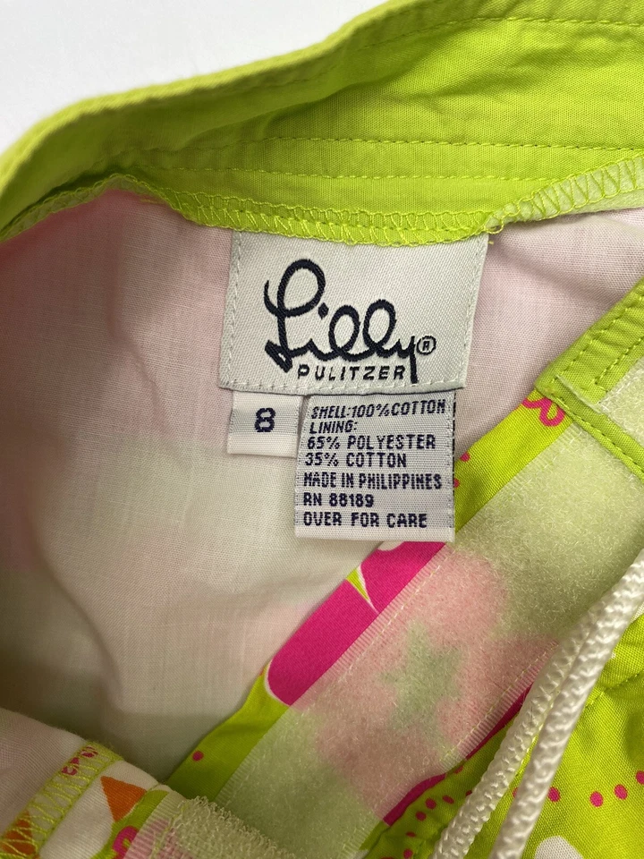 Lilly Pulitzer Girls Beach Short Skirt Sz 8 Pink Green Floral Pattern A-line VTG - Image 3 of 4