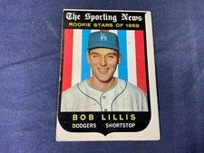 R4-100 BASEBALL CARD - BOB LILLIS LOS ANGELES DODGERS ROOKIE - 1959 TOPPS - #133. rookie card picture