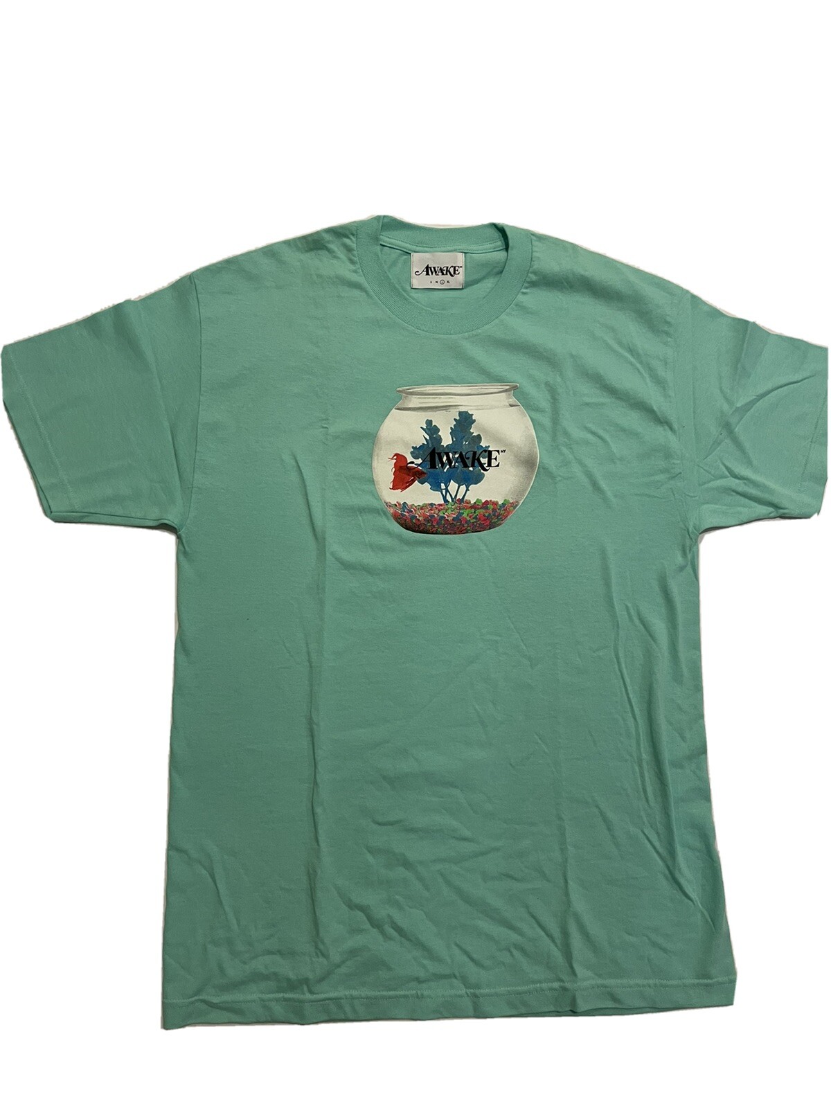 Awake NY Teal Fish Bowl Graphic T-Shirt Size Large-image