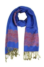 Women's Double Layered Border Pattern Reversible Pashmina Shawl Scarf Wrap St...