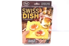 NEW Fred Swiss Dish Appetizer Plates, Box Of 4 W/ Built In Wine Glass Holder