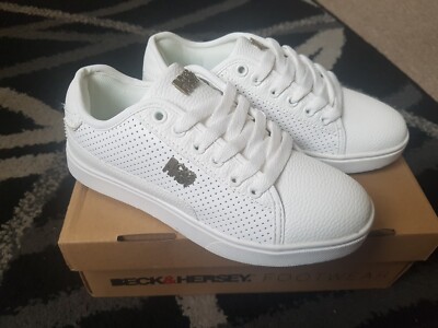 Flashprice Beck And Hersey Womens Trainers Beck Hersey White Trainers Size  1UK UK