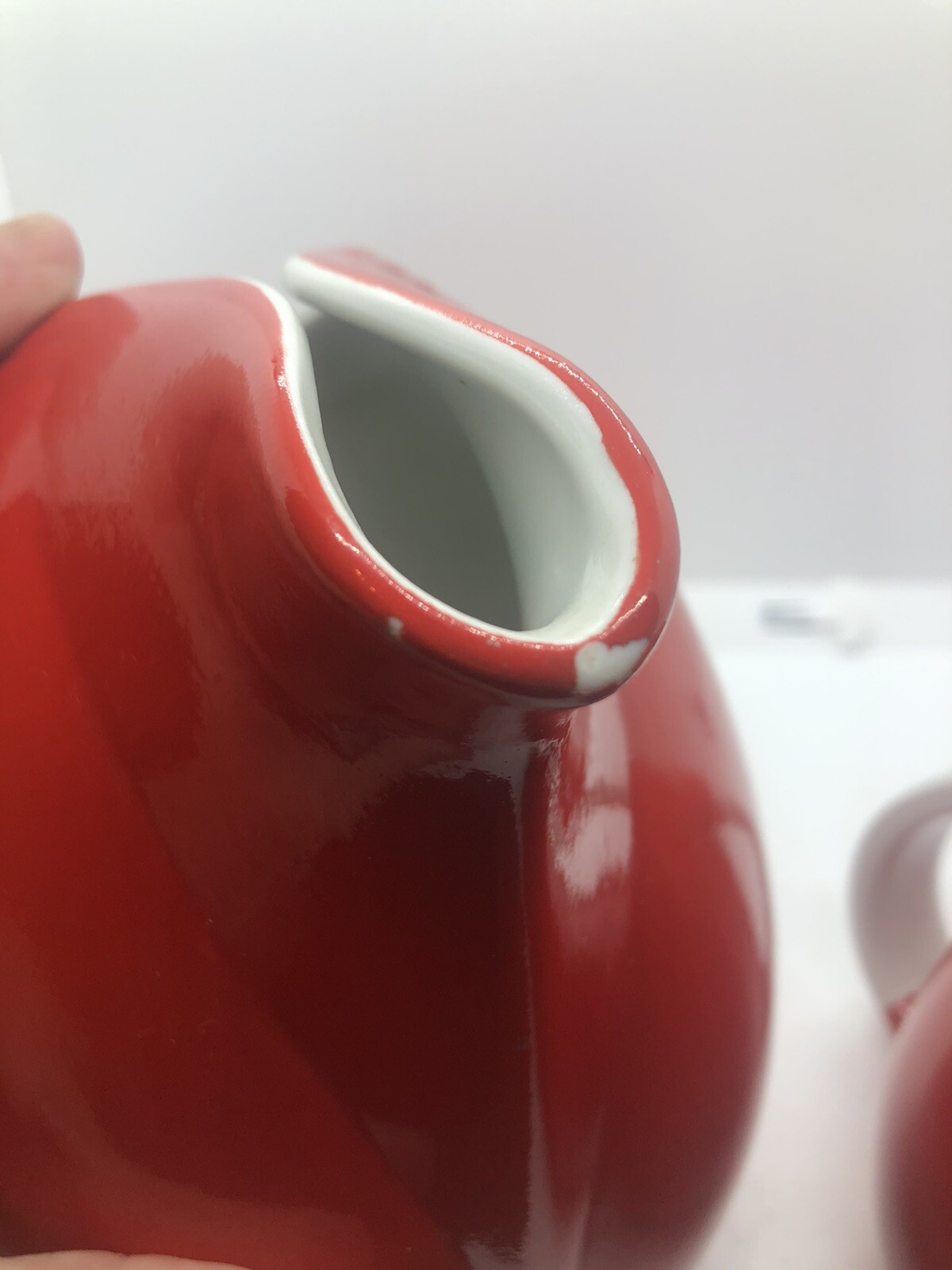 Hall’s Superior Quality Kitchenware Red white MCM Pitcher Teapot