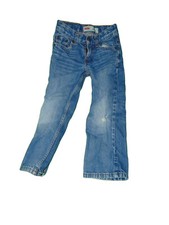 Levis 505 Boys Jeans Size 5 Slim Blue Denim Adjustable Waist Worn Knees