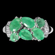 925 Sterling Silver Ring Oval Green Emerald 6x4mm Cz Gemstone Jewelry Size 9