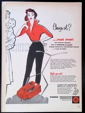 Print Ad 1950's Power Products Grafton Wisonsin Woman Small Waist Slacks Red