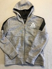 Reebok Sweatshirt Youth Boy's Medium 10/12 Full Zip Logo Knit Track Hoodie