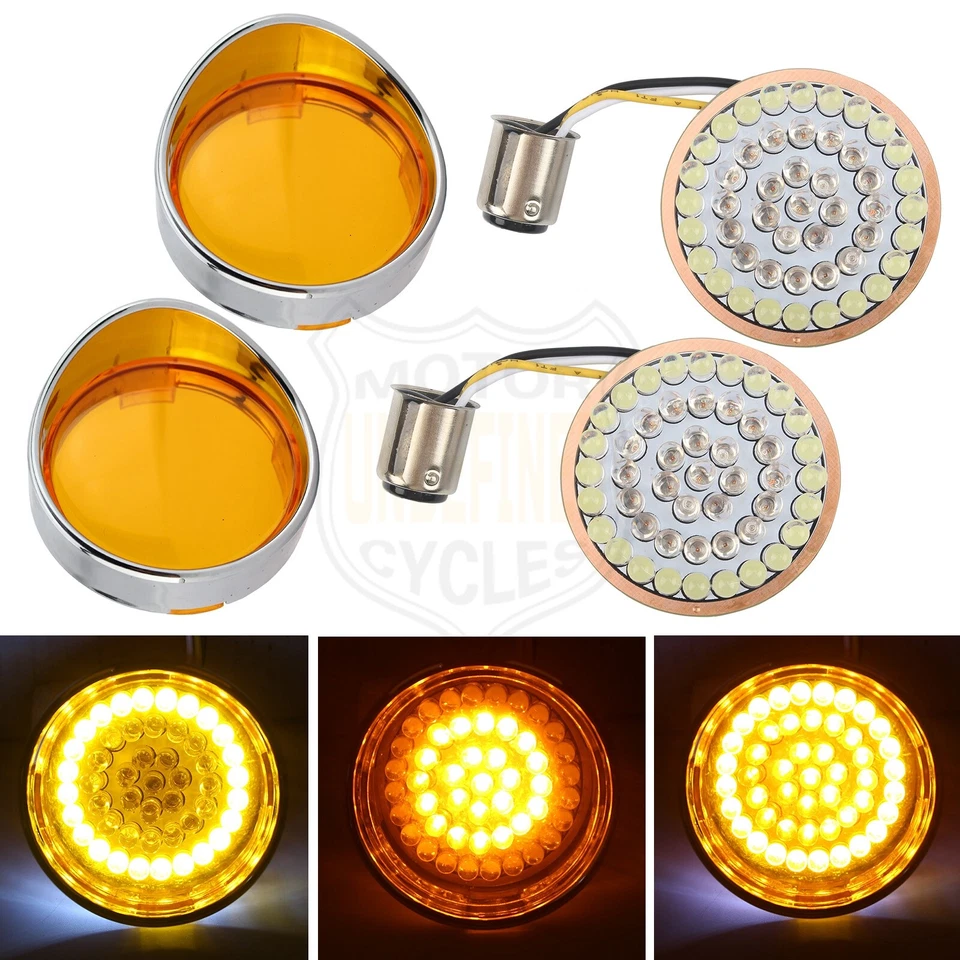 Insertos de luz de señal de giro LED ámbar blanco 1157 para Harley Touring Electra Glide Foto 4 de 4