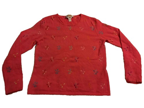Haut Femme Talbots Taille 3X Bleu Rayé Brodé - Style Cottagecore/Boho | Occasion, à Laver, Taches Signalées