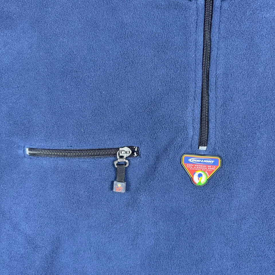 Suéter polar Y2K Bud Light 2006 Copa Mundial de la FIFA Alemania para hombre XL azul 1/4 cremallera Foto 2 de 4