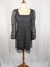 Express Black Lace Crochet Long Sleeve Babydoll Dress Womens Sz Small S NEW NWT