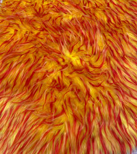 Spike Faux fur red orange on yellow Upholstery Fabric by the yard