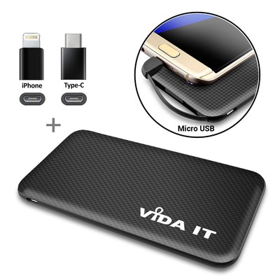 Slim 5000mAh Powerbank Externe Batterie USB Ladegerät mit iPhone/ Type C Adapter