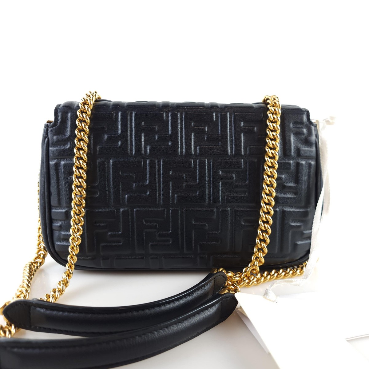 FENDI| (Baguette nappa leather bag (8BR600 A72V F1C0G)) Fendi Motif Napa Leather Baguette Chain Shoulder Bag 8BR793