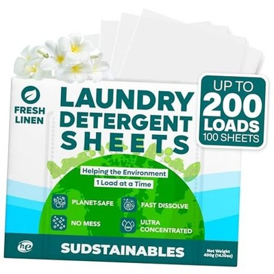 Laundry Detergent Sheets (200 Loads)   Eco 100 pack - Fresh Linen Scent