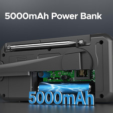 Crank Emergency Radio, Weather Radios5000Mah, Solar Radios with Hand Crank Em...