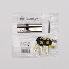 Yale Platinum 3 Star 55/35 (90mm) Euro Cylinder Lock, Nickel Anti-Snap / 3 Keys
