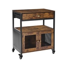 Uimoso Coffee Bar Cabinet Cart 4-Tier Movable Storage Table Sideboard Cupboard
