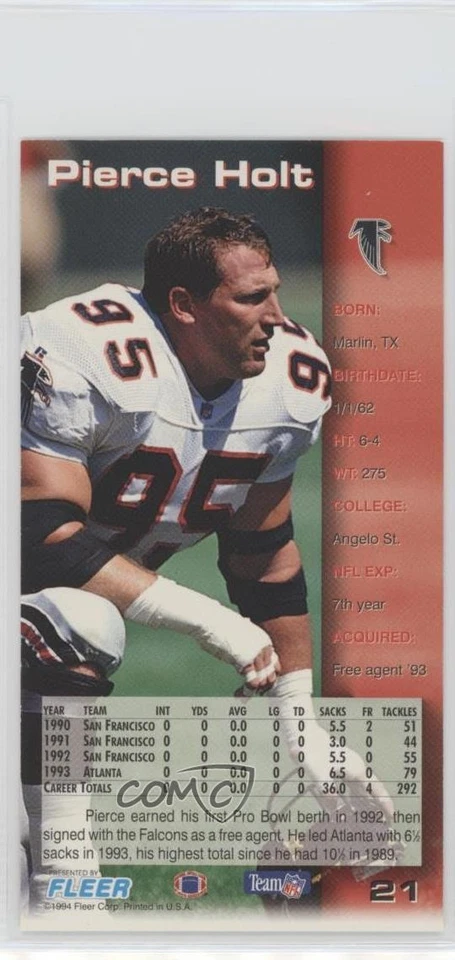 1994 Fleer GameDay Pierce Holt #21 - Image 2 of 2