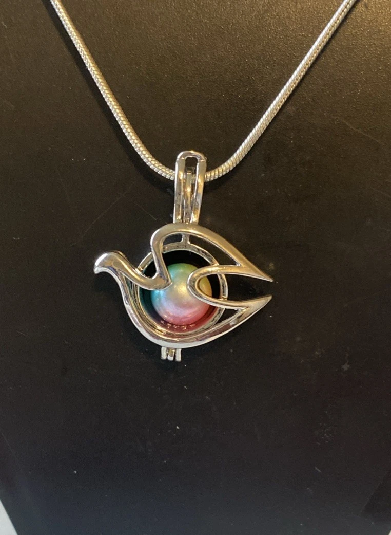 VETEMENTS Love Dove Acciaio Inox Medaglione Ciondolo Gabbia Perle Può Può Fino a 8mm