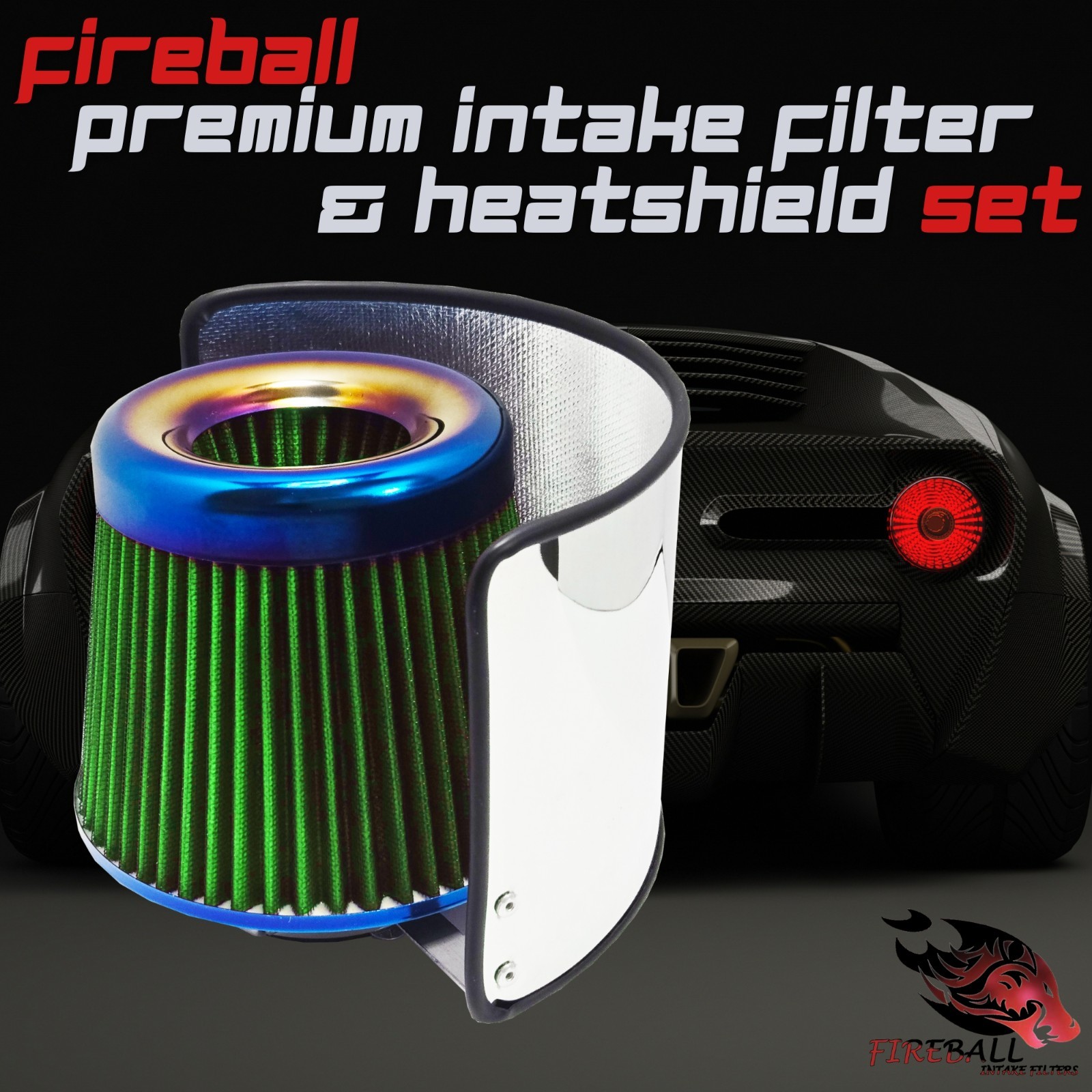Reusable Cold Air Intake Filter and Heat Shield Kit Universal for Bentley