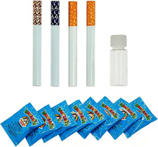 4 Mini Cigarette Bubble Blowers - Gag Gift Party Favor Set 2 Solid, 2 Checker