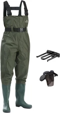 Men's Waterproof Chest Waders with Boots, 2-Ply Nylon/PVC for Fishing and Huntin
