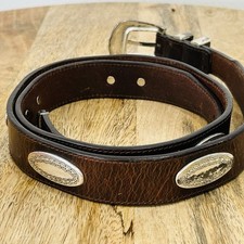 Bill Adler Studio Brown Unisex Western Belt Leather Belt Silver Conches Size 42