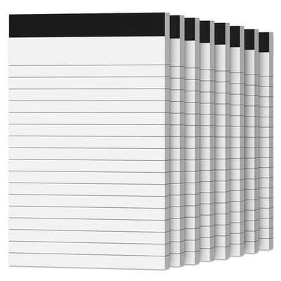 8 PACK 4x6 INCH LINED NOTE PADS WHITE SMALL MEMO BOOKS POCKET OFFICE SCHOOL SET