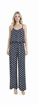 64 Sixty Five Black White Aztec Arrow Print Sleeveless Strappy Jumpsuit, Size S