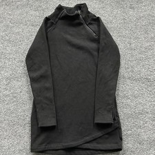 Athleta Tunic Sweatshirt Womens Size XS Black Fleece Asymmetrical Zip Mock Neck