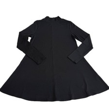 ASOS Design Dress Womens 14 Black High Neck Trapeze Swing Ribbed Mini