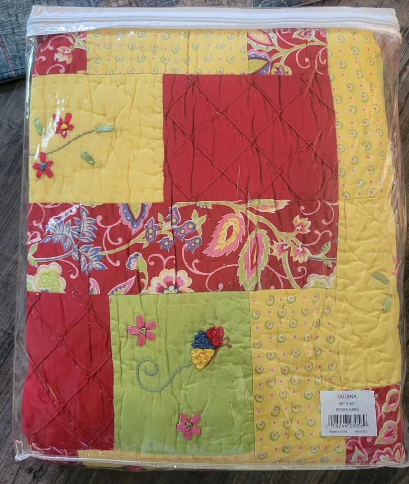 C&F Enterprises Twin Luxury Oversized Quilt 66"x86" Tatiana Cotton Boho NEW Dorm - Image 3 of 4