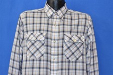 vintage 80s LEVIS WHITE BLUE PLAID BUTTON FRONT 1980 OLYMPIC GAMES SHIRT LARGE L