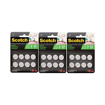 New 3 Pack Scotch Indoor Fasteners (15,8 mm) DIAM EA White