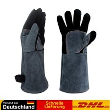 2x Kaminhandschuh Grillhandschuh aus Leder Feuerfest 932°F Schwarz 40cm x 14cm